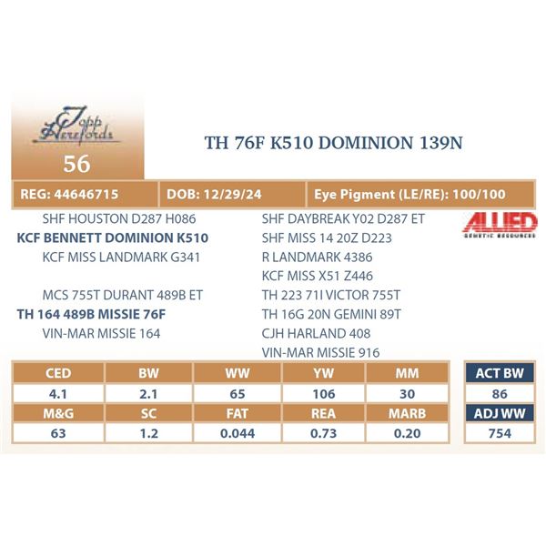 TH 76F K510 DOMINION 139N