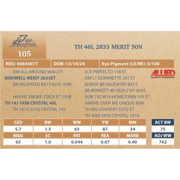 TH 46L 2833 MERIT 50N