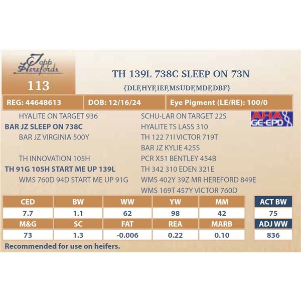 TH 139L 738C SLEEP ON 73N