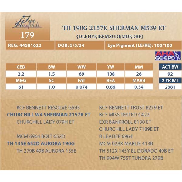 TH 190G 2157K SHERMAN M539 ET