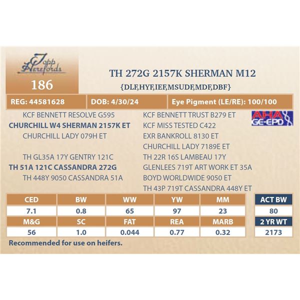 TH 272G 2157K SHERMAN M12