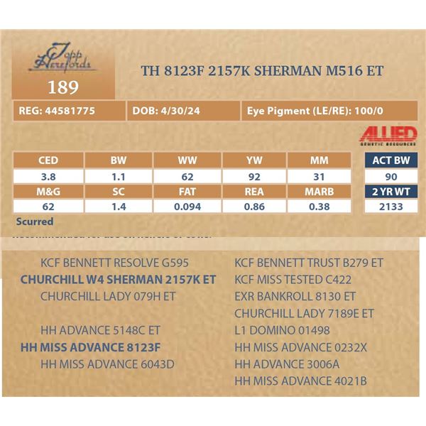 TH 8123F 2157K SHERMAN M516 ET