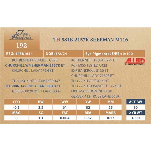 TH 581B 2157K SHERMAN M116