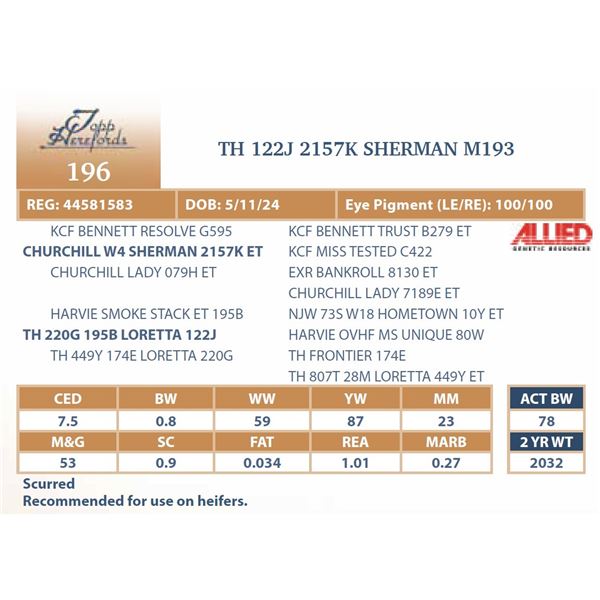 TH 122J 2157K SHERMAN M193