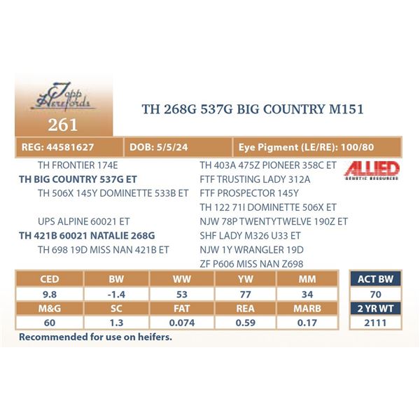 TH 268G 537G BIG COUNTRY M151