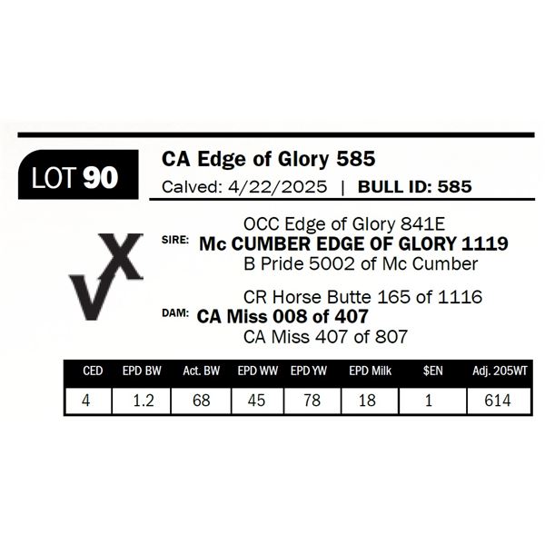 CA Edge of Glory 585