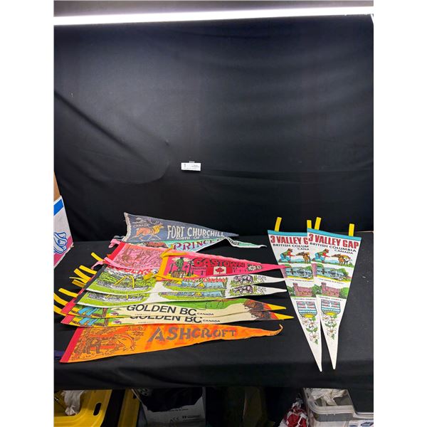 Lot of 11 Vintage B.C. Pennants