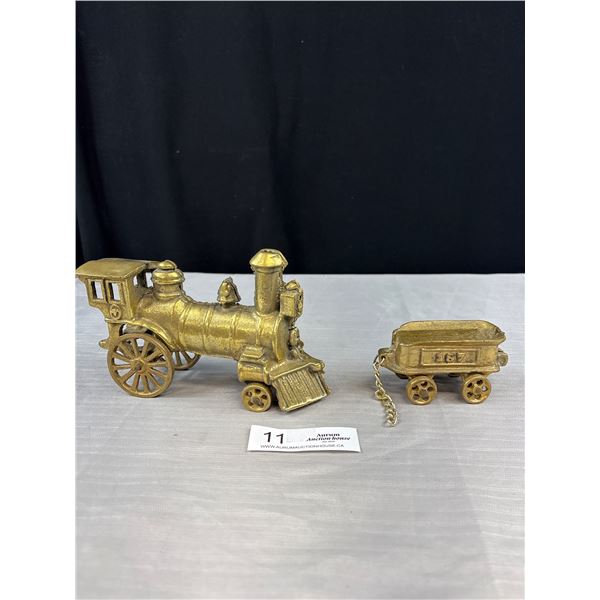 Nice Vintage Brass Locomotive and Coal Car