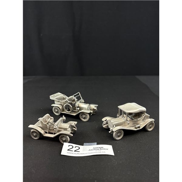 Lot of 3 Danbury Mint Cars 1911 Buick, 1909 Cadillac, and 1911 Maxwell Roadster