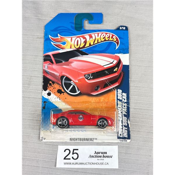 2011 Hot Wheels Night Burnerz Red Camero Indie 500 Pace Car in Package