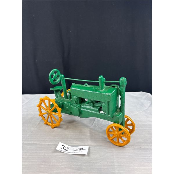 Vintage Cast Iron John Deere Tractor 11" Long