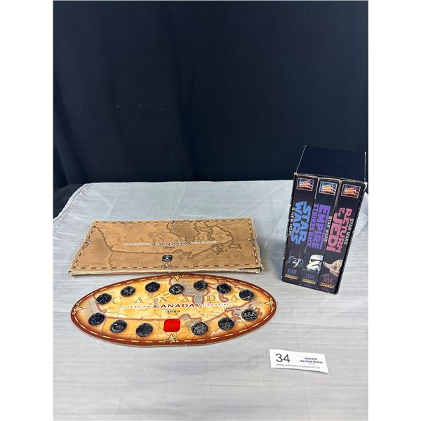 1999 Canadian Millenium Quarter Set + Star Wars Trilogy VHS Set