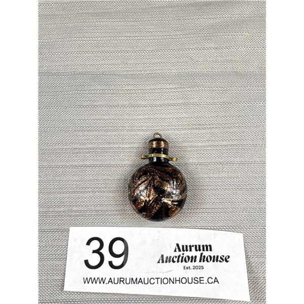 Awesome Antique Gold Swirl Murano Glass Bottle Pendant - Fabulous