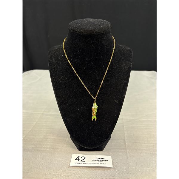 Vintage Enamel Gold Anticulata Fish Pendant Beauty