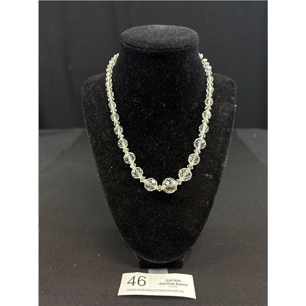 Genuine Antique Art Deco Faceted Crystal on a Silver Chain Quality!