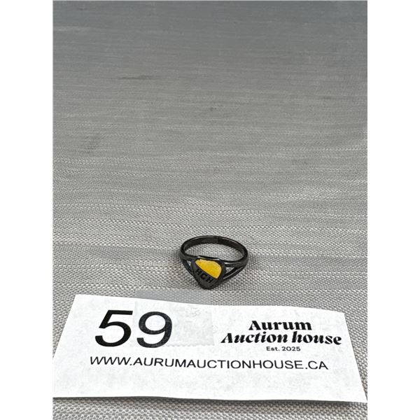 Antique Enamel School Ring Marked Sterling BIRKS