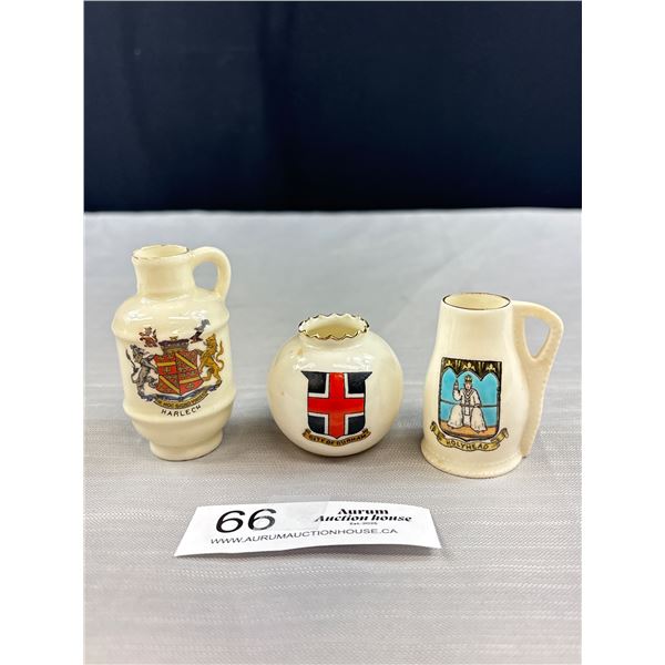 3 1930's Vintage Bone China "Goss" Miniatures