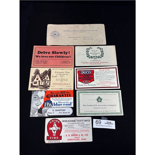 8 Early 1900's Desk Blotters with Advertising (Some Vanc.)