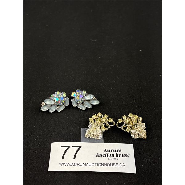 2 Good Pairs of Vintage Rhinestone Earrings