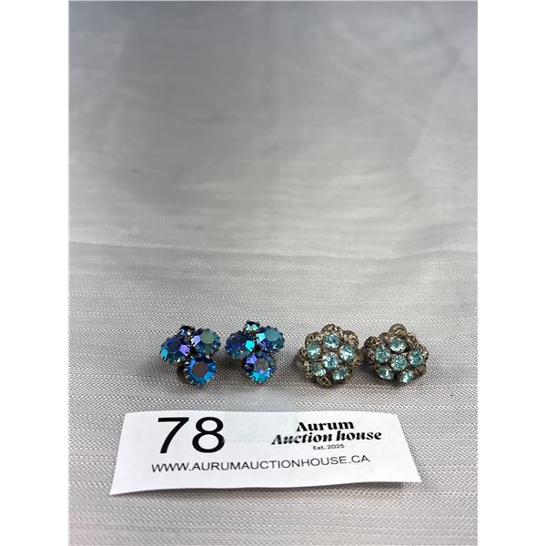 2 Good Pairs of Vintage Rhinestone Earrings
