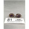 Image 1 : Nice Pair of Signed "Coro" Amethyst Rhinestone Earrings