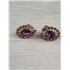 Image 2 : Nice Pair of Signed "Coro" Amethyst Rhinestone Earrings