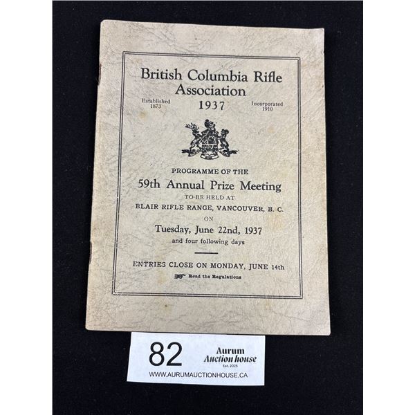 1937 British Columbia Rifle Association Programme (Great Cond.)
