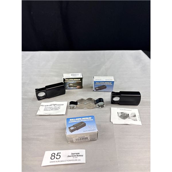 4 Loupes - (3 w/ Lights in Boxes 30x)