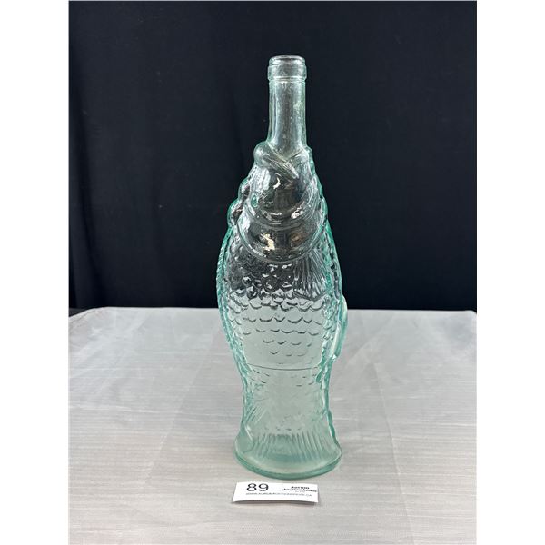 Vintage 13" Italian Green Glass Fish Shaped Bottle