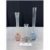 Image 1 : 3 Vintage Blown Glass Controlled Bubble Base Vases
