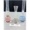 Image 2 : 3 Vintage Blown Glass Controlled Bubble Base Vases