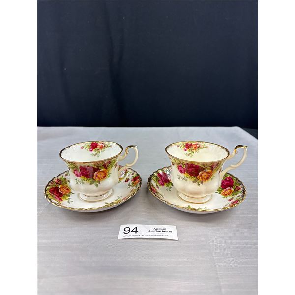 Pair of Vintage Royal Albert "Old Country Roses" Cup & Saucer Sets - England