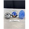 Image 2 : 3 Vintage Blown Glass Paperweights (One Stickered Czech Republic)