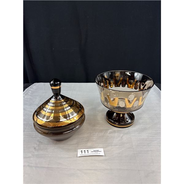 MCM Culber Pedestal Bowl & Czech Lidded Candy Dish
