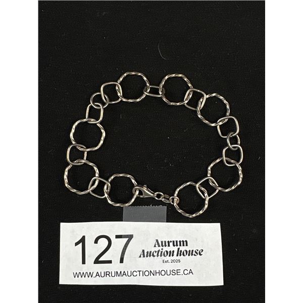 Very Nice Mid Century Look Italian Sterling Circle Bracelet