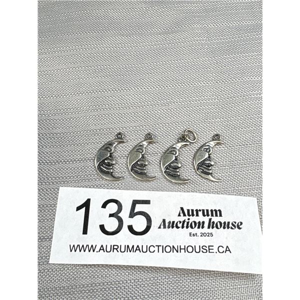 4 Sterling Silver Man in The Moon Pendants/Charms