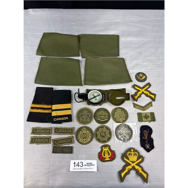 Vintage Canadian Military Soliders Compass + Patches, Etc