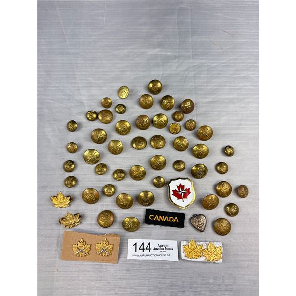 WW2 Birks Sterling Silver Sweetheart Locket + Military Buttons, etc