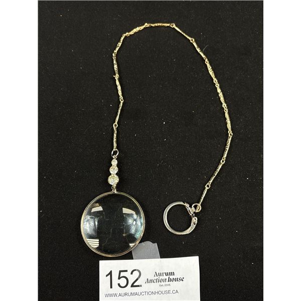 Vintage Gold Magnifying Pendant Necklace C.1960s