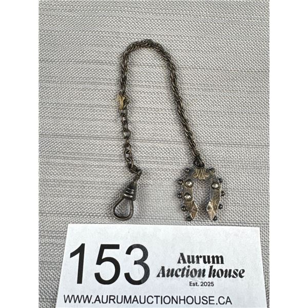 Antique Victorian Sterling Silver Gemstone Watch Chain Fob C.1800s