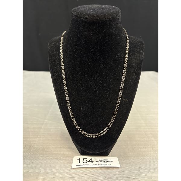 Genuine Antique Sterling (Tested) Very Long Watch Chain Marked HEH