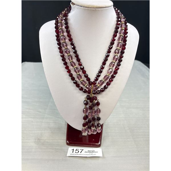 C.1960s Unsigned Designer Crystal Necklace Speculated with Rhinestone Rondelle Spacer Beads