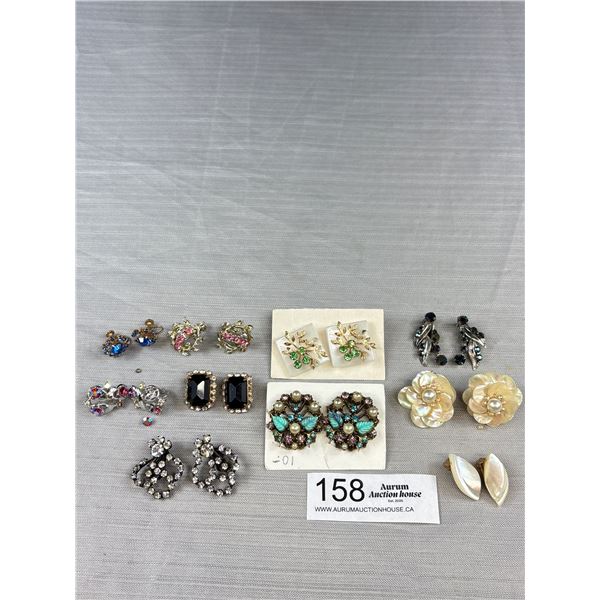 Large Lot Antique Vintage Clip On Earrings