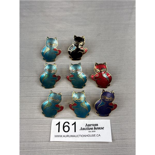 Vintage Old New Stock Enamel Cat Pins Cute!