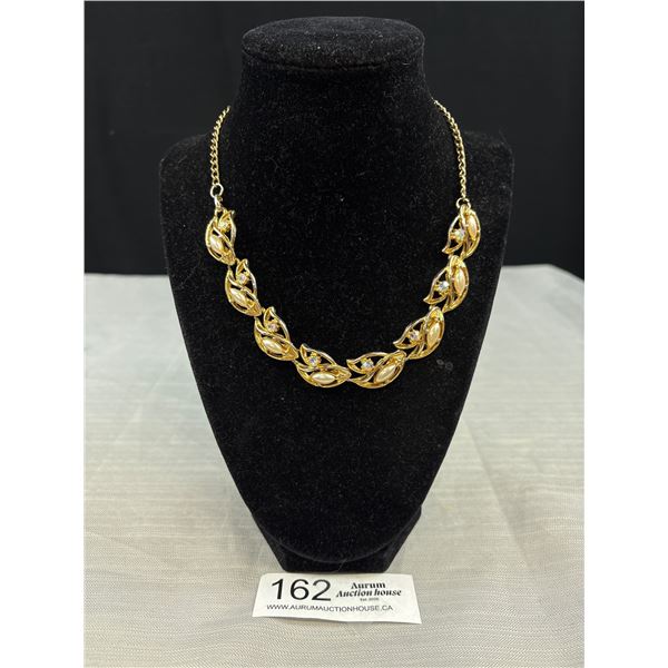 Unsigned Coro C.1950s Rhinestone Pearl Necklace