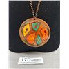 Image 2 : Genuine Designer Modernist Enamel Copper Necklace Signed
