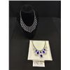 Image 1 : 2x Exquisite Vintage Rhinestone Sapphire Bib Necklace Fantastic!