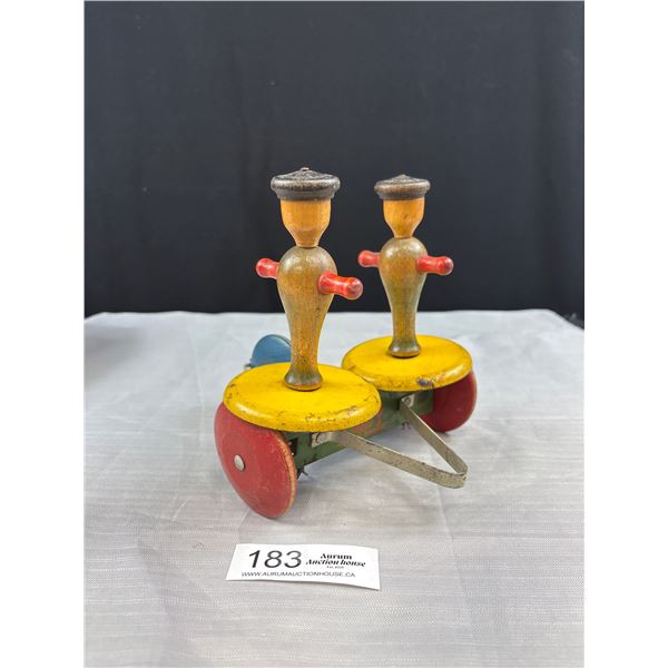 Antique 1920's Whirley Tinker Wood Spinning Pull Toy