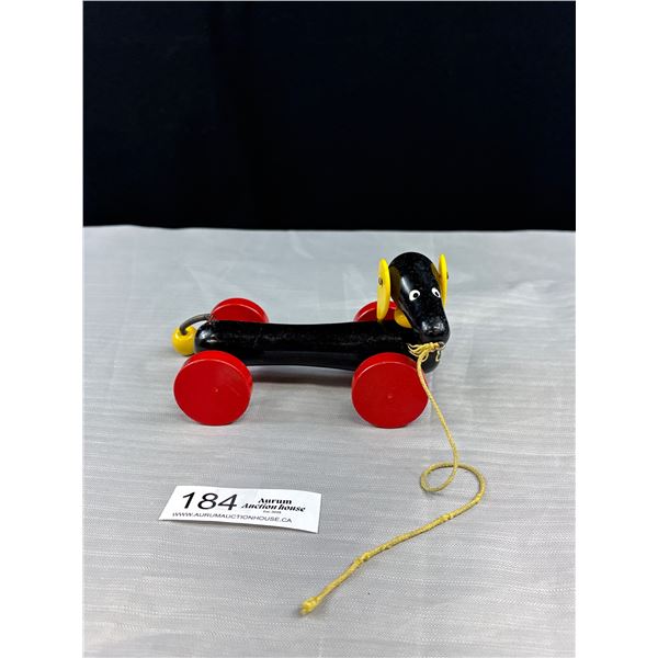 Vintage Made in Sweden Brio Daschund Sausage Pull Toy
