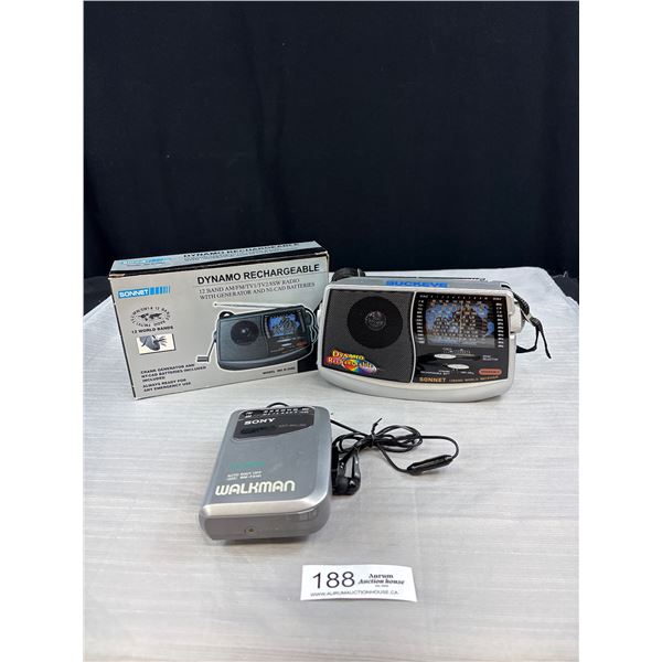 Vintage Sony Walkman Cassette Player + Rechargable Radio in Box